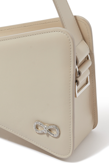 حقيبة مستطيلة جلد بتصميم فيونكة